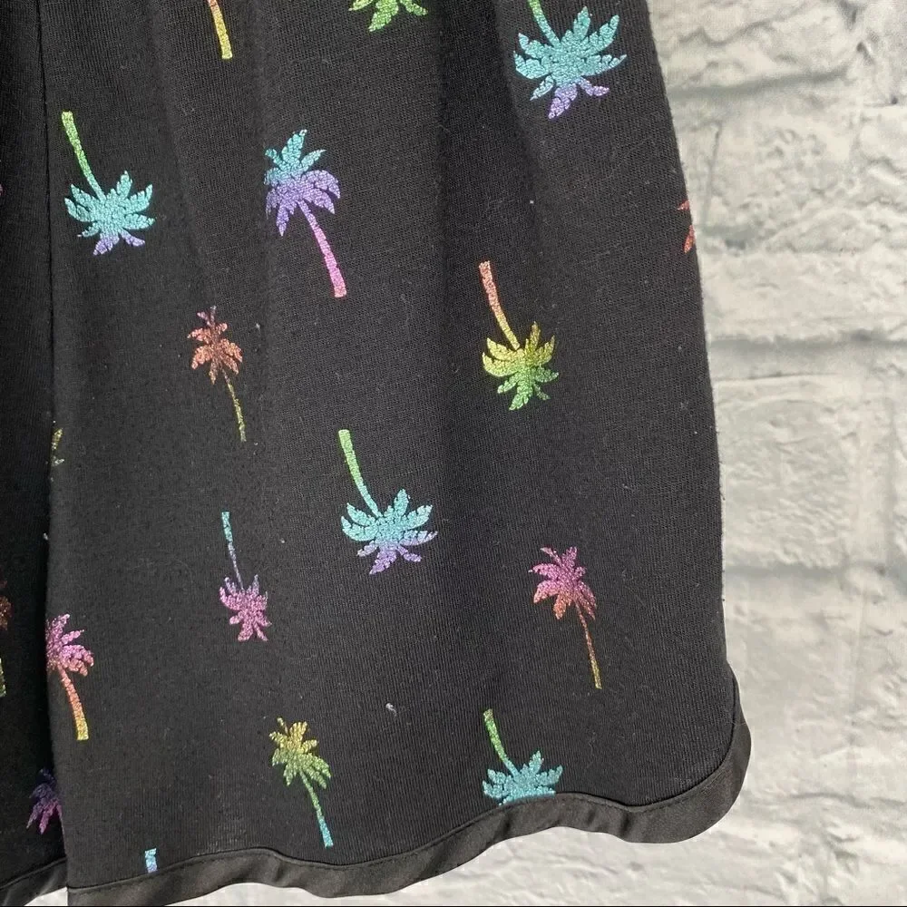 Justice tank top multicolored palm tree shorts romper w/satin bow sz 8 girls
